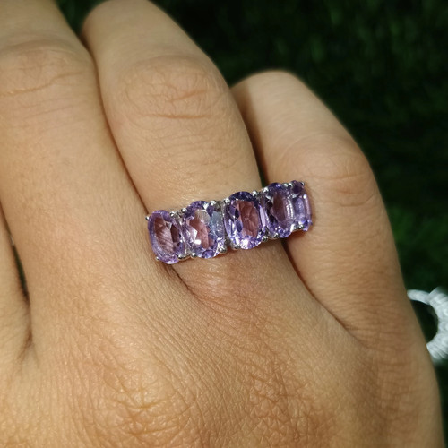 Amethyst sterling silver ring - amethyst,