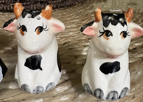 Cow salt and pepper shakers - and,