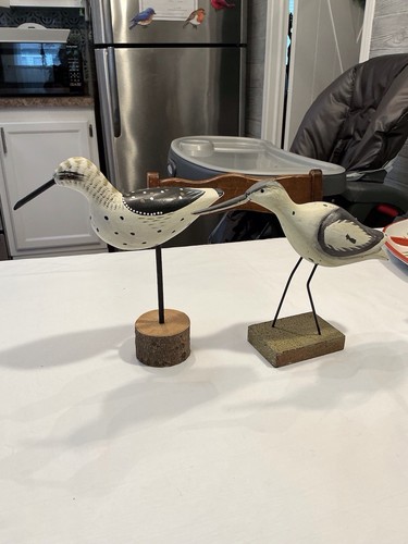 Carved wooden shore birds - wooden,