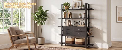 Tier tall bookshelf metal - 5,