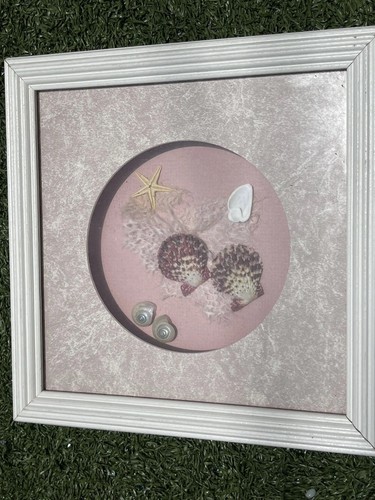 Vintage framed seashell - vintage, 8.5"
