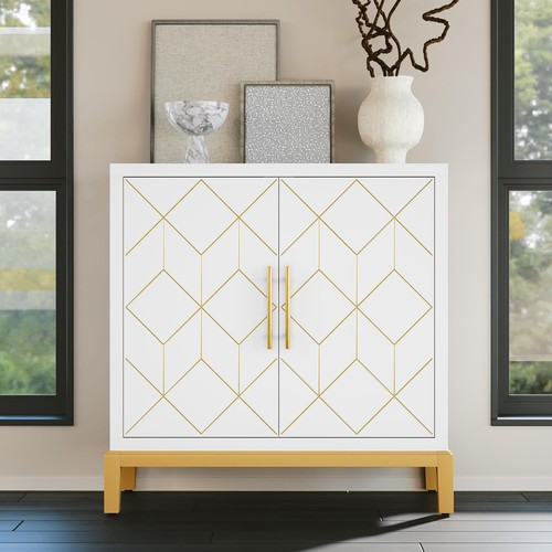 White accent cabinet with gold - cabinet,