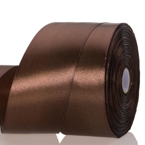 Brown solid satin ribbon - brown, 2