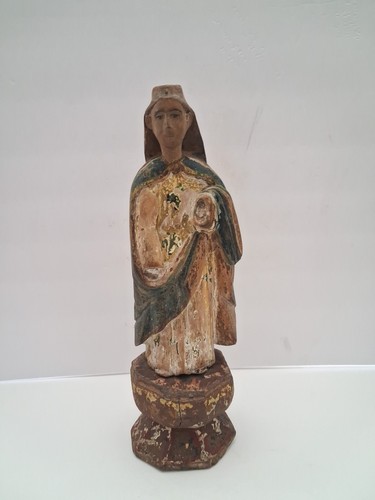 Antique wood carved santos - wood,