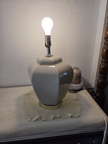 Taupe glass ginger jar table - glass,