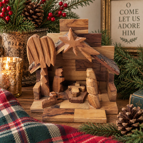 Vintage wooden nativity scene - vintage,