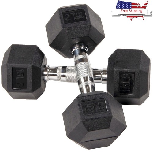 Rubber hex dumbbells lbs - 15,