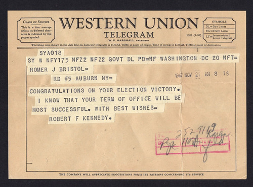 1967 robert kennedy - 1967, telegram