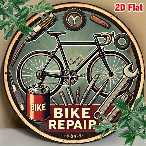 Retro bike repair - metal, sign