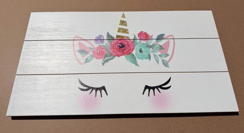 Unicorn floral wooden - unicorn,