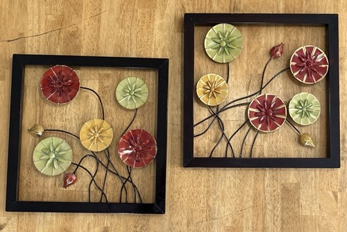Set painted metal - 2, floral