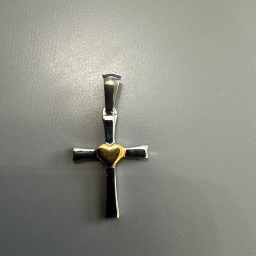 Cross heart silver gold - gold, plated