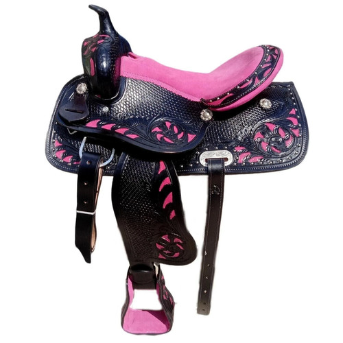 Pink seat western leather - pink,