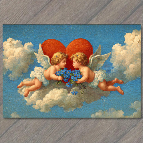 Art print twin cherub - print,