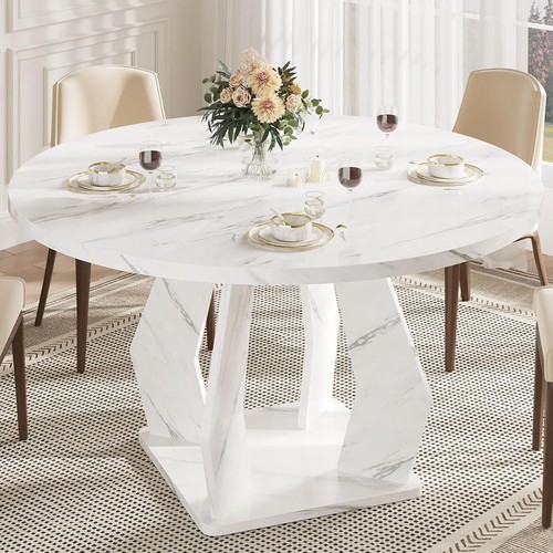 Round marble dining table - round,