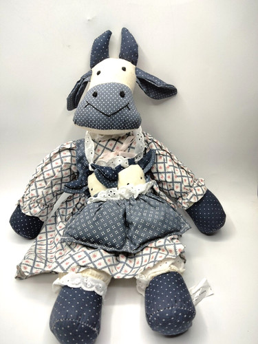 Vintage stuffed country cow - vintage,
