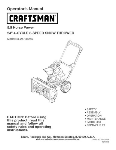 Owner manual sears - owner’s,