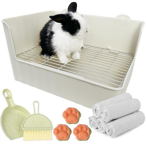 Large rabbit litter box corner - litter,