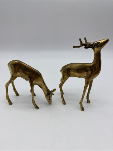 Vintage brass buck doe - buck, deer
