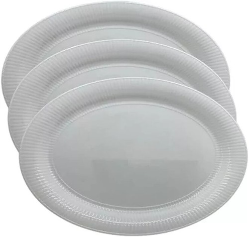 White plastic oval serving - oval,