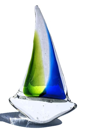 Art glass sailboat sculpture - art,