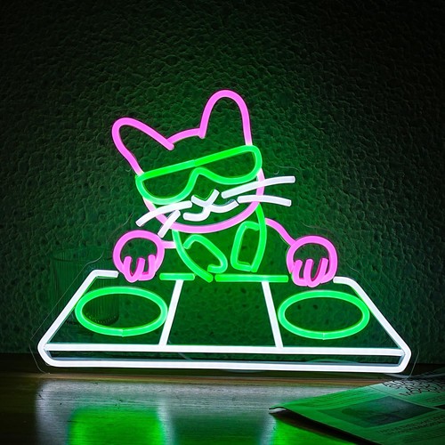 Cat player neon - dj,