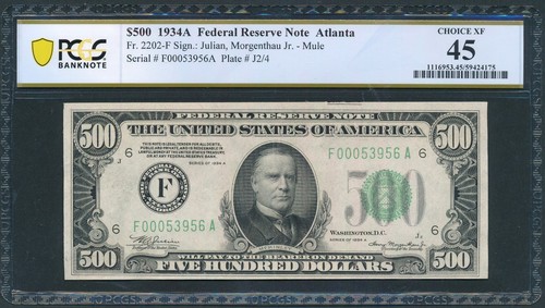 1934a 500 five hundred dollar - 1934a, $500