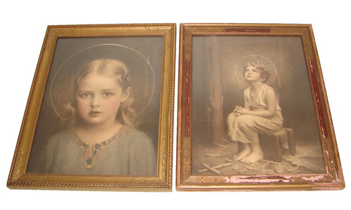 Pair religious lithograph - pair,