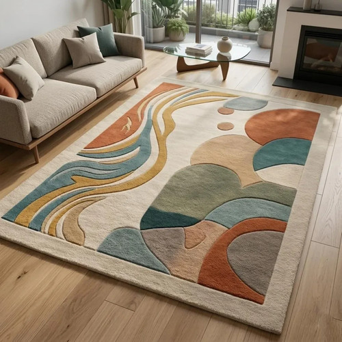 Hand tufted modern abstract - hand-tufted,
