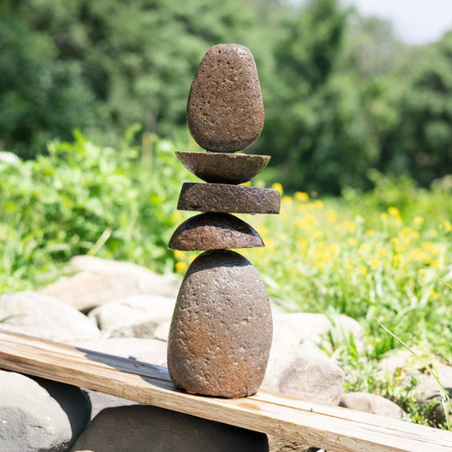 Stone cairn garden statue 5 - garden, statue,