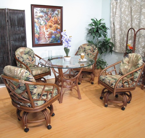 Rattan swivel caster chairs - rattan,