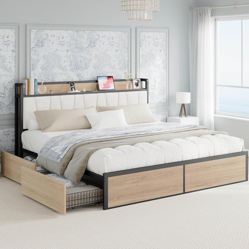 King bed frame with storage - 4,