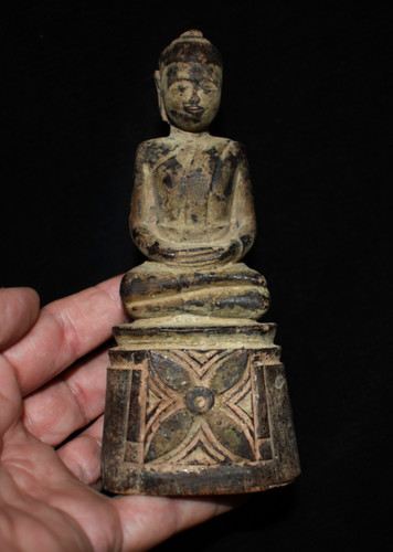 Antique wood buddha figure - wood,