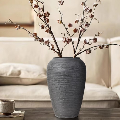 Black rustic ceramic vase - rustic,