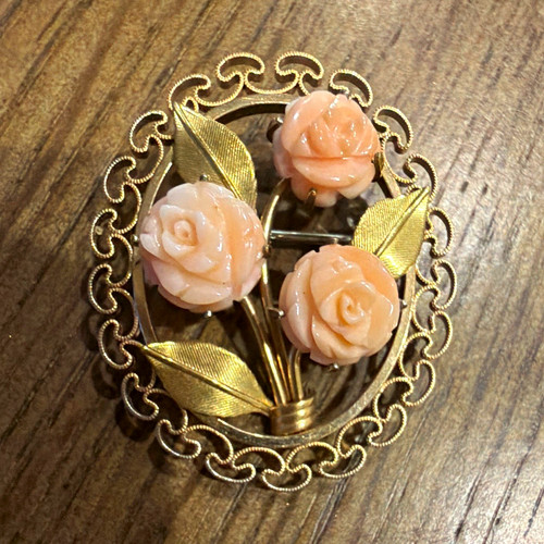 Gold filled pink coral - gold,
