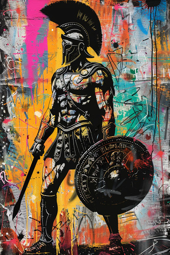 Greek warrior wall art print - greek,