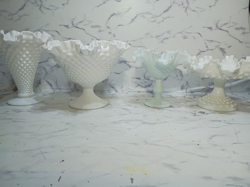 Milk glass lot - 4-hobnail, &