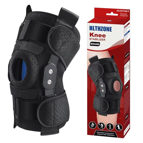 Hinged knee brace with - hinged,