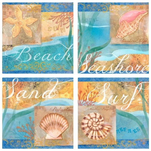 Beach shoreline collage wall - collage,