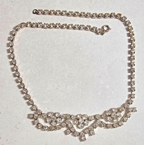 Vintage 1950s clear rhinestone - 1950s,