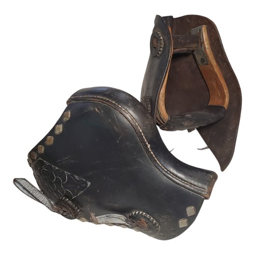 Pair vintage studded black - pair,