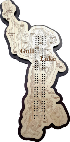 Gull lake map cribbage board - lake, board-