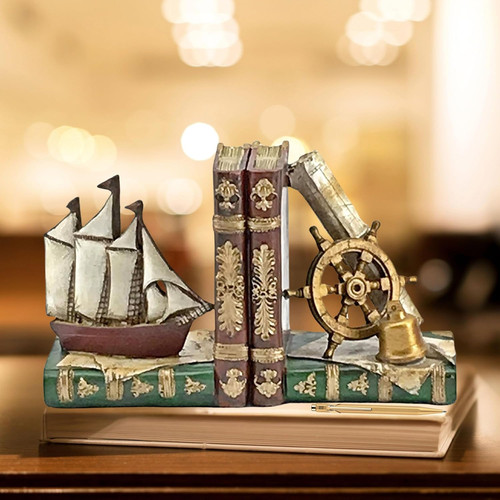 Nautical pirate ship - nautical, bookends
