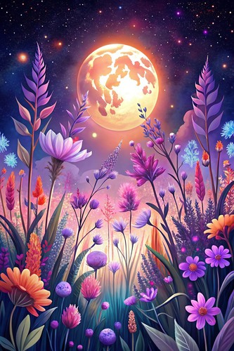 Purple wildflowers moon - wildflowers,