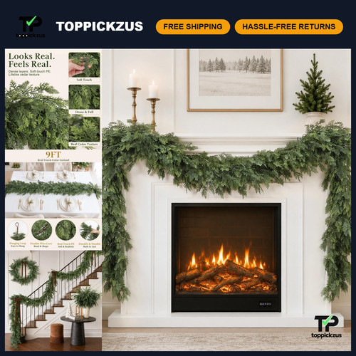 9ft green christmas garland - christmas,