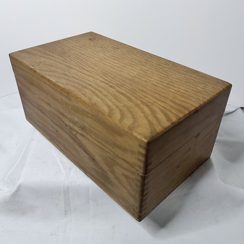 Vtg oak library index card - index,
