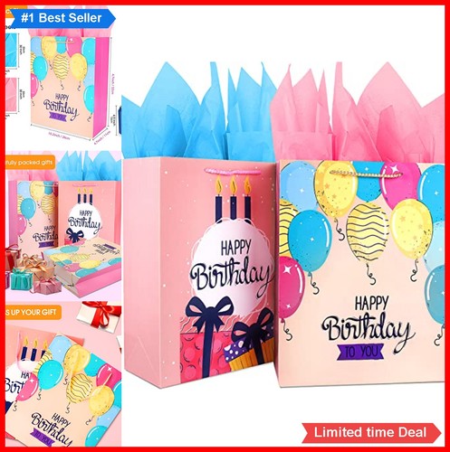 Gift bags large pack pink - gift,