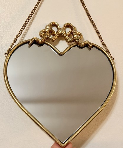 Gold heart shaped mirror small - mirror,