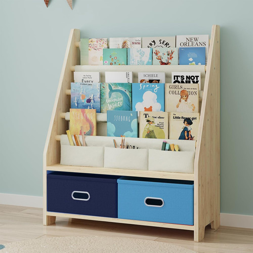 Tier wooden kids book shelf - wooden,