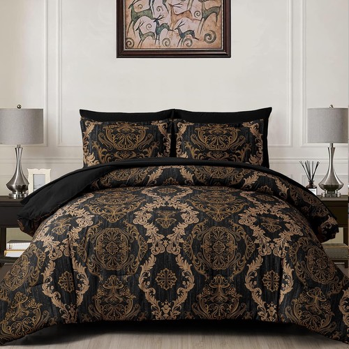 Queen black comforter - black, set